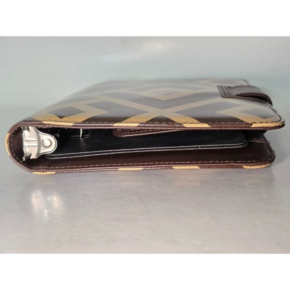Franklin Covey Planner Organizer 7‎ Rings Binder Brown Tan Yellow Geometric Rare
